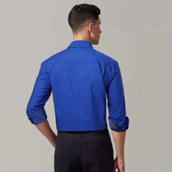 HISDERN Mens Business Dress Shirts Long Sleeve Casual Button Down Shirt Formal Inner Collar Contrast Shirt for Men Wedding