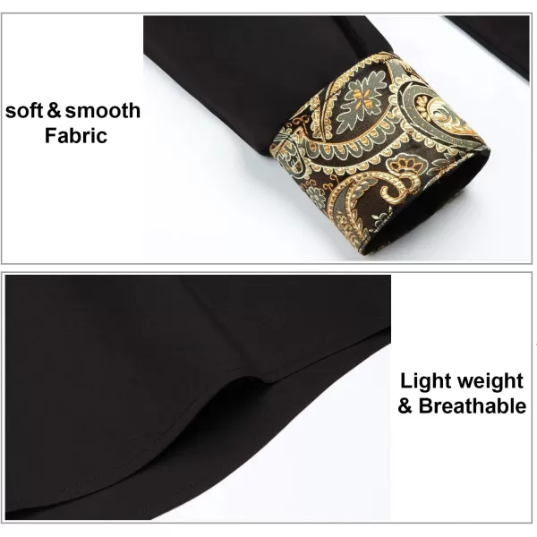 HISDERN Mens Business Dress Shirts Long Sleeve Casual Button Down Shirt Formal Inner Collar Contrast Shirt for Men Wedding