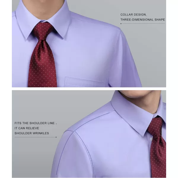 HISDERN Mens Business Dress Shirts Long Sleeve Casual Button Down Shirt Formal Inner Collar Contrast Shirt for Men Wedding
