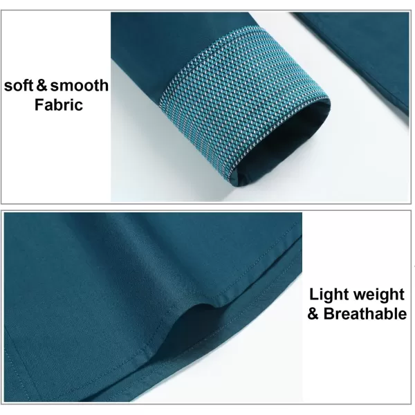 HISDERN Mens Business Dress Shirts Long Sleeve Casual Button Down Shirt Formal Inner Collar Contrast Shirt for Men Wedding