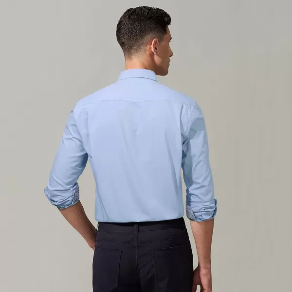HISDERN Mens Business Dress Shirts Long Sleeve Casual Button Down Shirt Formal Inner Collar Contrast Shirt for Men Wedding