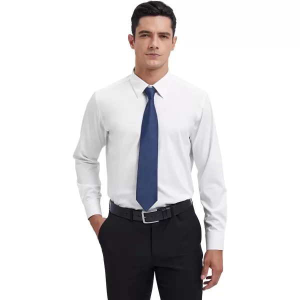 HISDERN Mens Business Dress Shirts Long Sleeve Casual Button Down Shirt Formal Inner Collar Contrast Shirt for Men Wedding