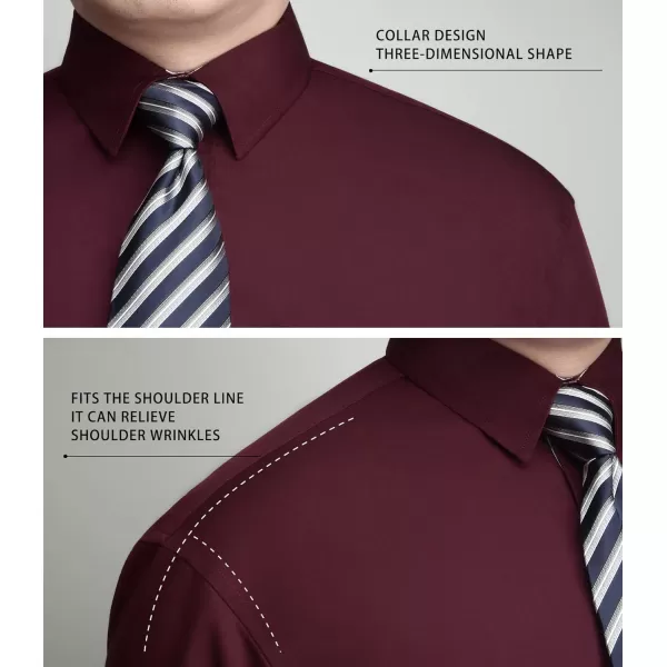 HISDERN Mens Business Dress Shirts Long Sleeve Casual Button Down Shirt Formal Inner Collar Contrast Shirt for Men Wedding