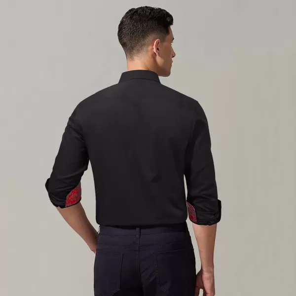 HISDERN Mens Business Dress Shirts Long Sleeve Casual Button Down Shirt Formal Inner Collar Contrast Shirt for Men Wedding