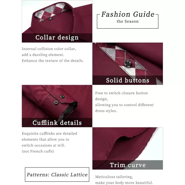 HISDERN Mens Business Dress Shirts Long Sleeve Casual Button Down Shirt Formal Inner Collar Contrast Shirt for Men Wedding