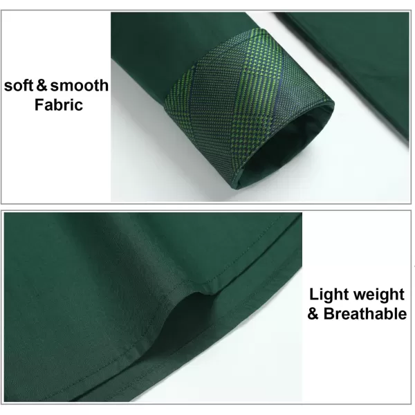 HISDERN Mens Business Dress Shirts Long Sleeve Casual Button Down Shirt Formal Inner Collar Contrast Shirt for Men Wedding