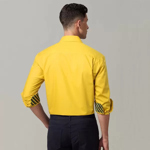 HISDERN Mens Business Dress Shirts Long Sleeve Casual Button Down Shirt Formal Inner Collar Contrast Shirt for Men Wedding