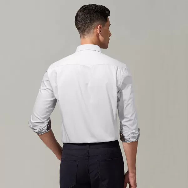 HISDERN Mens Business Dress Shirts Long Sleeve Casual Button Down Shirt Formal Inner Collar Contrast Shirt for Men Wedding
