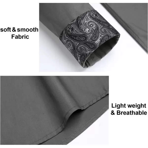 HISDERN Mens Business Dress Shirts Long Sleeve Casual Button Down Shirt Formal Inner Collar Contrast Shirt for Men Wedding