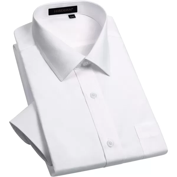 HISDERN Mens Business Dress Shirts Long Sleeve Casual Button Down Shirt Formal Inner Collar Contrast Shirt for Men Wedding