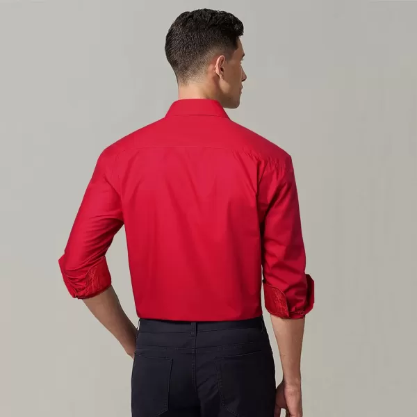 HISDERN Mens Business Dress Shirts Long Sleeve Casual Button Down Shirt Formal Inner Collar Contrast Shirt for Men Wedding
