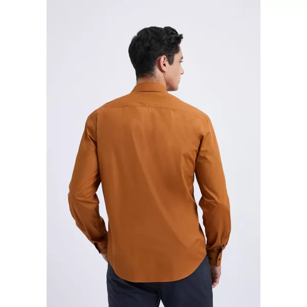 HISDERN Mens Business Dress Shirts Long Sleeve Casual Button Down Shirt Formal Inner Collar Contrast Shirt for Men Wedding