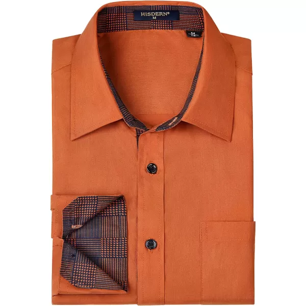 HISDERN Mens Business Dress Shirts Long Sleeve Casual Button Down Shirt Formal Inner Collar Contrast Shirt for Men Wedding