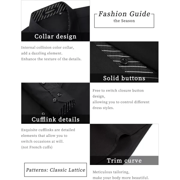 HISDERN Mens Business Dress Shirts Long Sleeve Casual Button Down Shirt Formal Inner Collar Contrast Shirt for Men Wedding