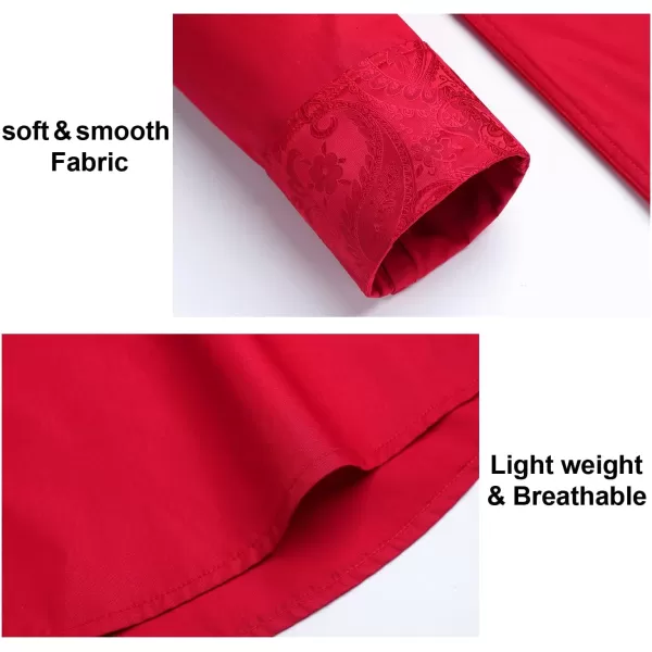 HISDERN Mens Business Dress Shirts Long Sleeve Casual Button Down Shirt Formal Inner Collar Contrast Shirt for Men Wedding