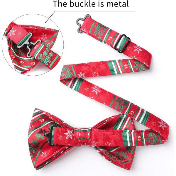 HISDERN Mens Christmas Bow Tie and Suspenders Holiday Festival Braces Y Shape Fun Santa Braces Handkerchief Pocket Square Set