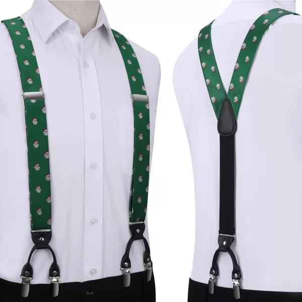 HISDERN Mens Christmas Bow Tie and Suspenders Holiday Festival Braces Y Shape Fun Santa Braces Handkerchief Pocket Square Set