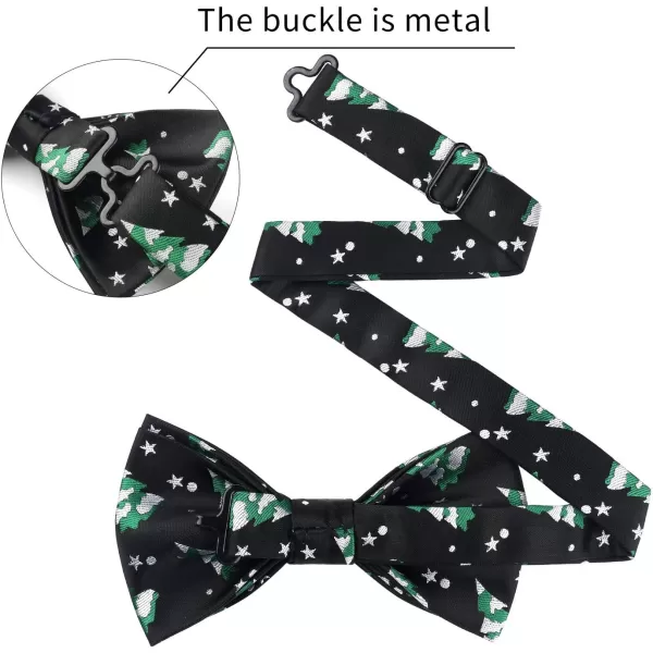 HISDERN Mens Christmas Bow Tie and Suspenders Holiday Festival Braces Y Shape Fun Santa Braces Handkerchief Pocket Square Set