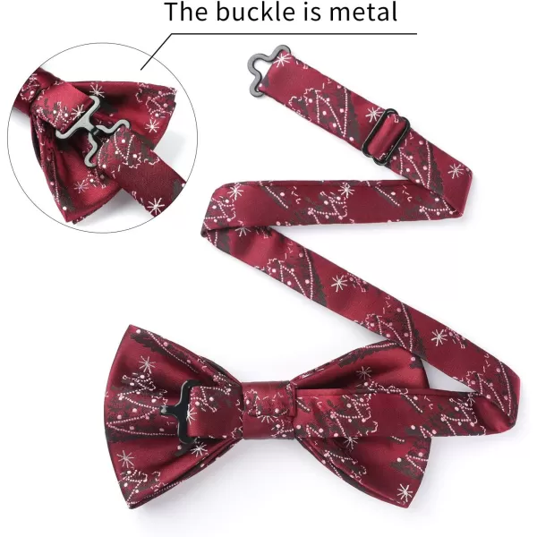 HISDERN Mens Christmas Bow Tie and Suspenders Holiday Festival Braces Y Shape Fun Santa Braces Handkerchief Pocket Square Set