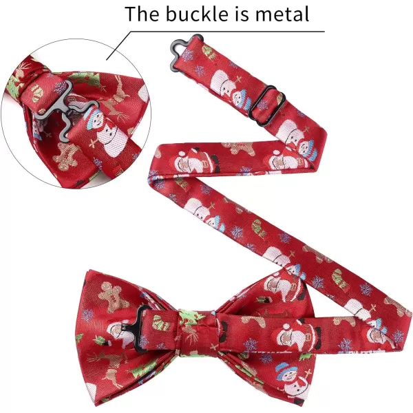 HISDERN Mens Christmas Bow Tie and Suspenders Holiday Festival Braces Y Shape Fun Santa Braces Handkerchief Pocket Square Set
