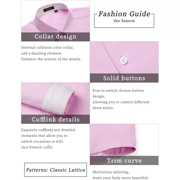 HISDERN Mens Dress Shirts Long Sleeve Button Down Casual Shirts for Men Inner Contrast Formal Business Tuxedo Wedding Shirt