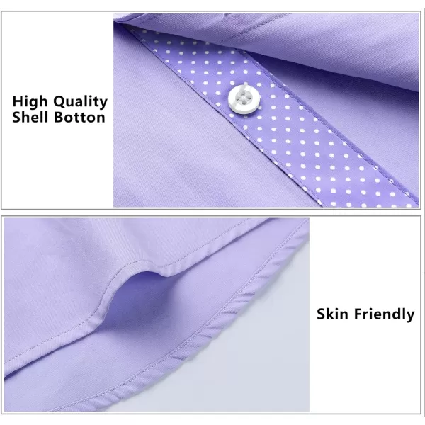 HISDERN Mens Dress Shirts Long Sleeve Button Down Casual Shirts for Men Inner Contrast Formal Business Tuxedo Wedding Shirt