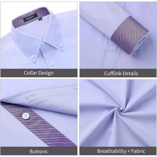 HISDERN Mens Dress Shirts Long Sleeve Button Down Casual Shirts for Men Inner Contrast Formal Business Tuxedo Wedding Shirt