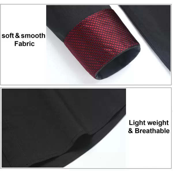 HISDERN Mens Dress Shirts Long Sleeve Button Down Casual Shirts for Men Inner Contrast Formal Business Tuxedo Wedding Shirt)