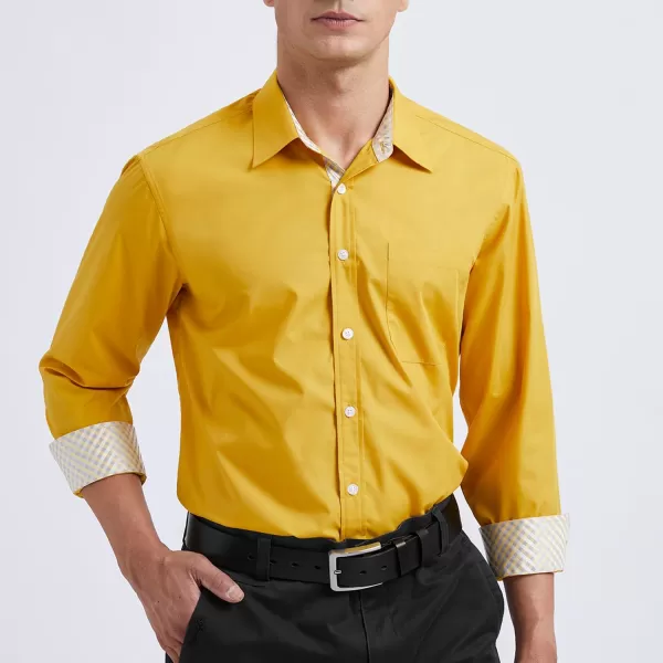 HISDERN Mens Dress Shirts Long Sleeve Button Down Casual Shirts for Men Inner Contrast Formal Business Tuxedo Wedding Shirt