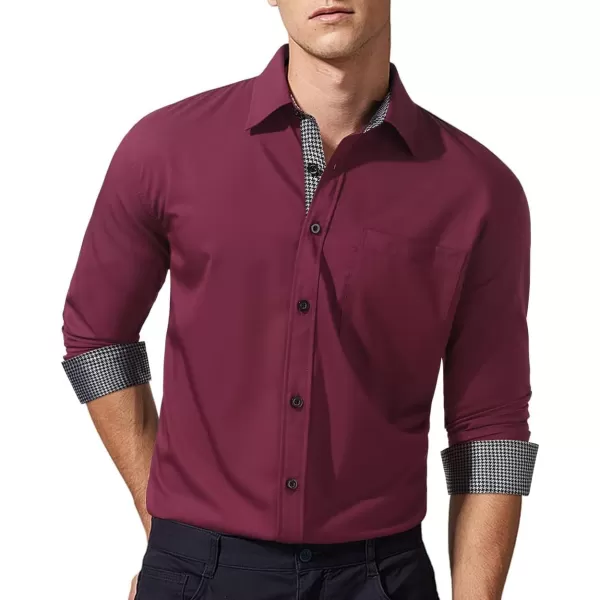 HISDERN Mens Dress Shirts Long Sleeve Button Down Casual Shirts for Men Inner Contrast Formal Business Tuxedo Wedding Shirt