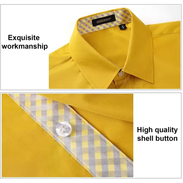 HISDERN Mens Dress Shirts Long Sleeve Button Down Casual Shirts for Men Inner Contrast Formal Business Tuxedo Wedding Shirt