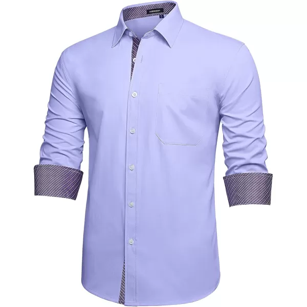 HISDERN Mens Dress Shirts Long Sleeve Button Down Casual Shirts for Men Inner Contrast Formal Business Tuxedo Wedding Shirt