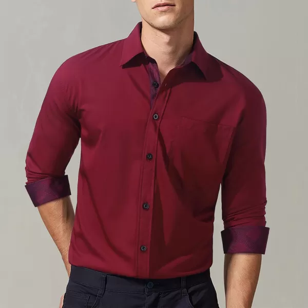 HISDERN Mens Dress Shirts Long Sleeve Button Down Casual Shirts for Men Inner Contrast Formal Business Tuxedo Wedding Shirt