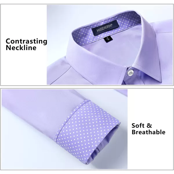 HISDERN Mens Dress Shirts Long Sleeve Button Down Casual Shirts for Men Inner Contrast Formal Business Tuxedo Wedding Shirt