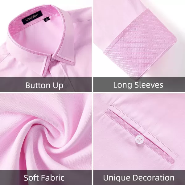 HISDERN Mens Dress Shirts Long Sleeve Button Down Casual Shirts for Men Inner Contrast Formal Business Tuxedo Wedding Shirt