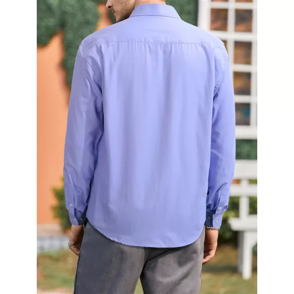 HISDERN Mens Dress Shirts Long Sleeve Button Down Casual Shirts for Men Inner Contrast Formal Business Tuxedo Wedding Shirt