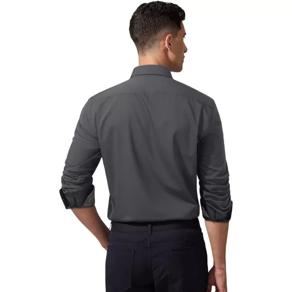 HISDERN Mens Dress Shirts Long Sleeve Button Down Casual Shirts for Men Inner Contrast Formal Business Tuxedo Wedding Shirt