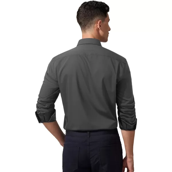 HISDERN Mens Dress Shirts Long Sleeve Button Down Casual Shirts for Men Inner Contrast Formal Business Tuxedo Wedding Shirt