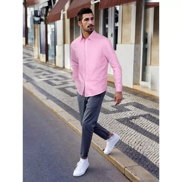 HISDERN Mens Dress Shirts Long Sleeve Button Down Casual Shirts for Men Inner Contrast Formal Business Tuxedo Wedding Shirt