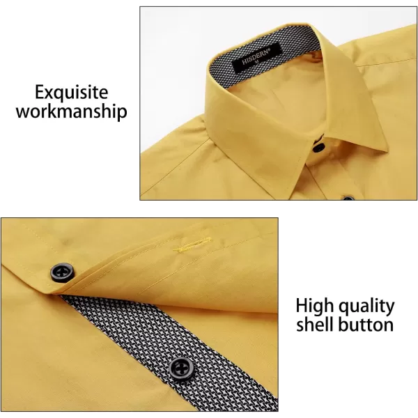 HISDERN Mens Dress Shirts Long Sleeve Button Down Casual Shirts for Men Inner Contrast Formal Business Tuxedo Wedding Shirt