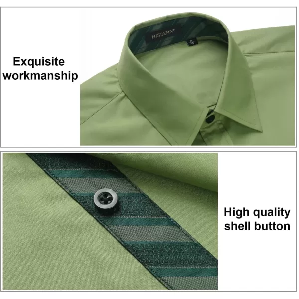 HISDERN Mens Dress Shirts Long Sleeve Button Down Casual Shirts for Men Inner Contrast Formal Business Tuxedo Wedding Shirt