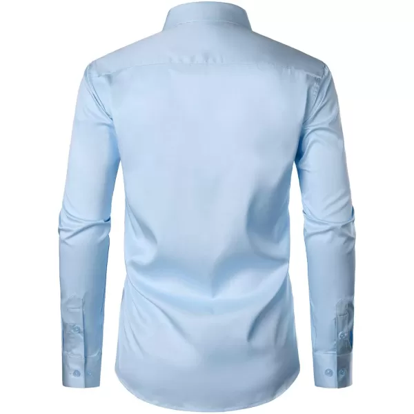 HISDERN Mens Dress Shirts Long Sleeve Button Down Casual Shirts for Men Inner Contrast Formal Business Tuxedo Wedding Shirt)