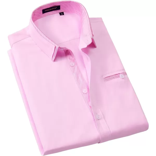 HISDERN Mens Dress Shirts Long Sleeve Button Down Casual Shirts for Men Inner Contrast Formal Business Tuxedo Wedding Shirt