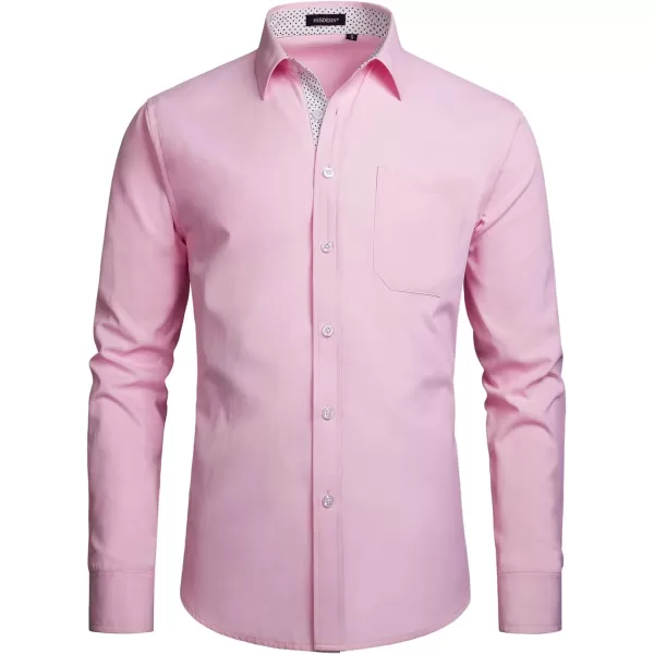 HISDERN Mens Dress Shirts Long Sleeve Button Down Casual Shirts for Men Inner Contrast Formal Business Tuxedo Wedding Shirt)