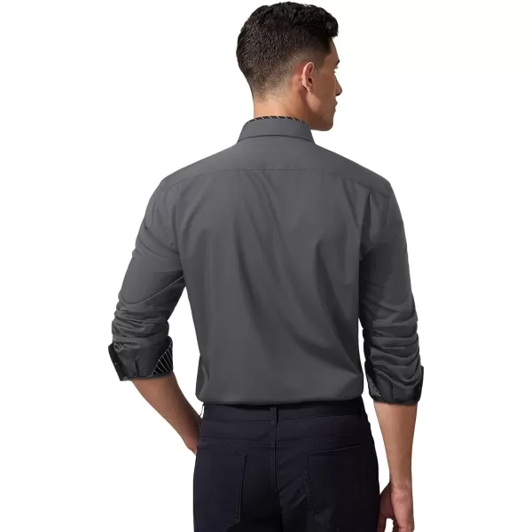 HISDERN Mens Dress Shirts Long Sleeve Button Down Casual Shirts for Men Inner Contrast Formal Business Tuxedo Wedding Shirt