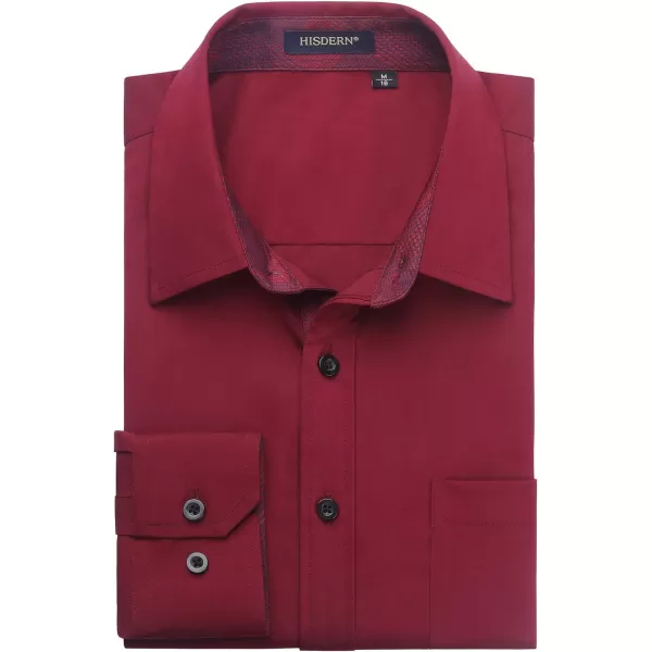 HISDERN Mens Dress Shirts Long Sleeve Button Down Casual Shirts for Men Inner Contrast Formal Business Tuxedo Wedding Shirt