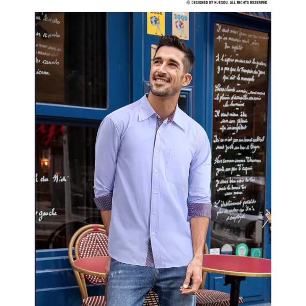 HISDERN Mens Dress Shirts Long Sleeve Button Down Casual Shirts for Men Inner Contrast Formal Business Tuxedo Wedding Shirt