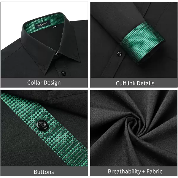 HISDERN Mens Dress Shirts Long Sleeve Button Down Casual Shirts for Men Inner Contrast Formal Business Tuxedo Wedding Shirt