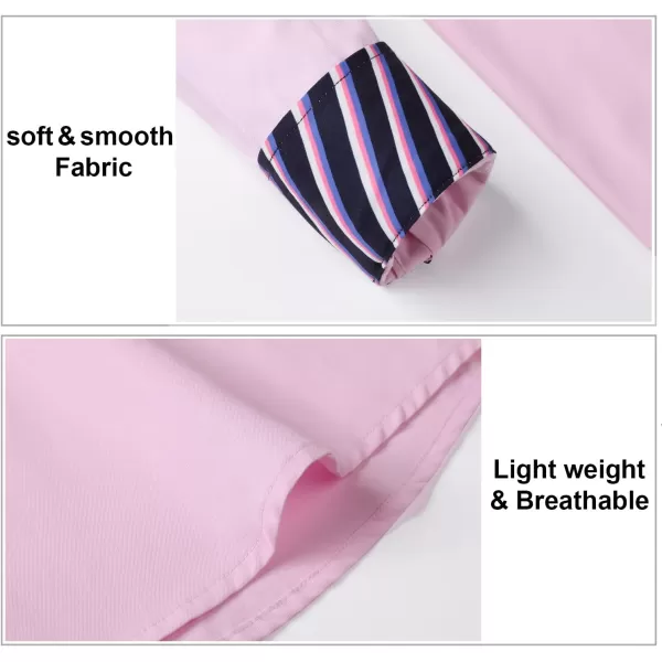 HISDERN Mens Dress Shirts Long Sleeve Button Down Casual Shirts for Men Inner Contrast Formal Business Tuxedo Wedding Shirt