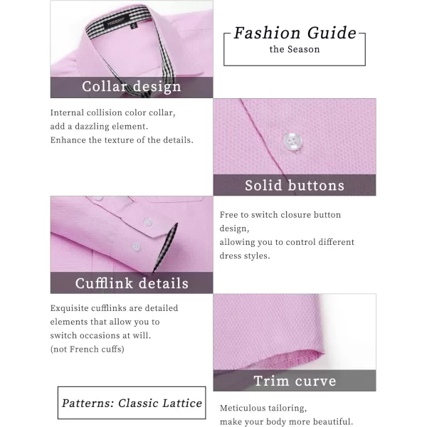 HISDERN Mens Dress Shirts Long Sleeve Button Down Casual Shirts for Men Inner Contrast Formal Business Tuxedo Wedding Shirt